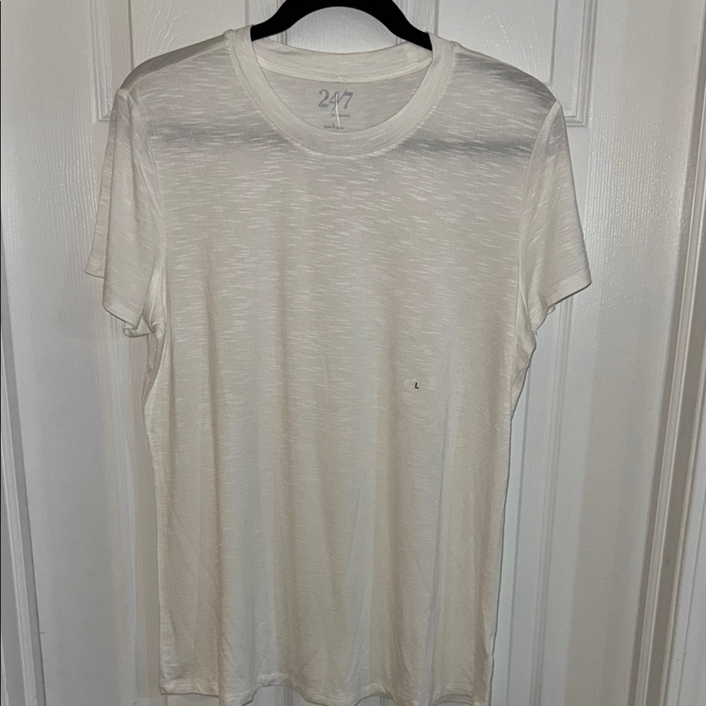 Maurices 24/7 White Short Sleeve Tee Casual Cotton